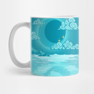 Nighttime Moon and Pixelated Sky Mug